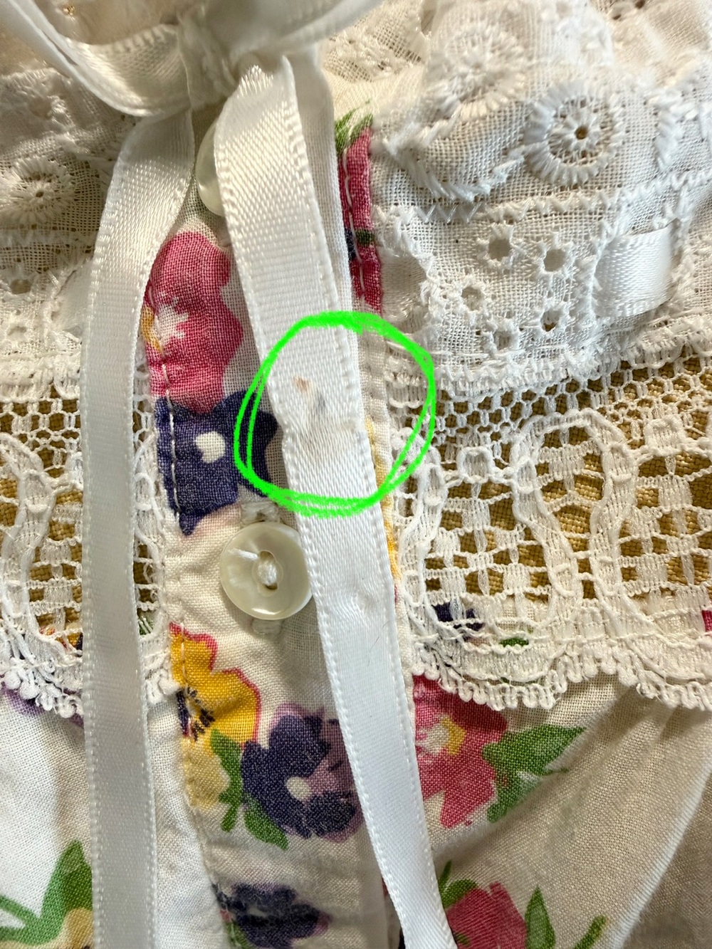 VINTAGE cotton eyelet lace nightgown sleeveless long maxi cottage country floral - Picture 10 of 10